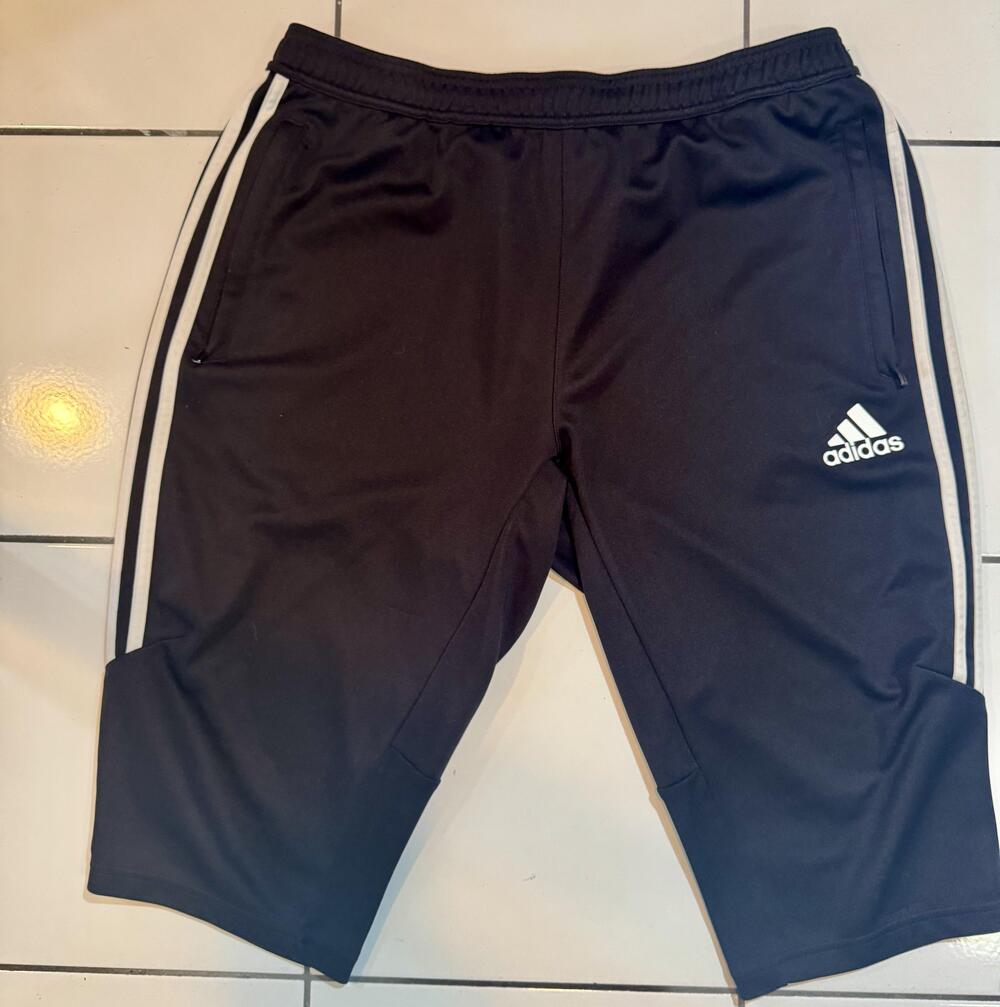 Adidas Shorts Mens XL Black Climacool 3 Stripe Knee Length Athletic Training